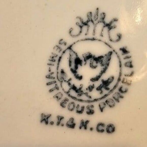 Antique K.T.&K. Co. Semi-Vitreous Porcelain Pitcher Floral Pattern Gold Trim - Picture 7 of 7